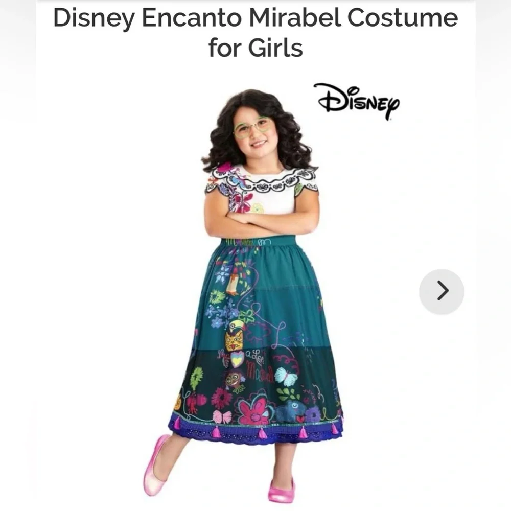 Disney Store Parks Encanto Mirabel Costume dress w flowers butterflies Size 7/8